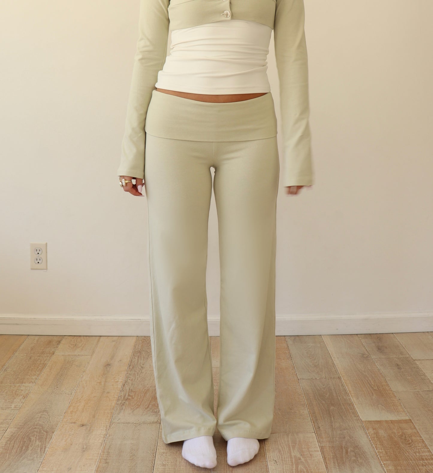 HONEYDEW FOLD-OVER PANTS