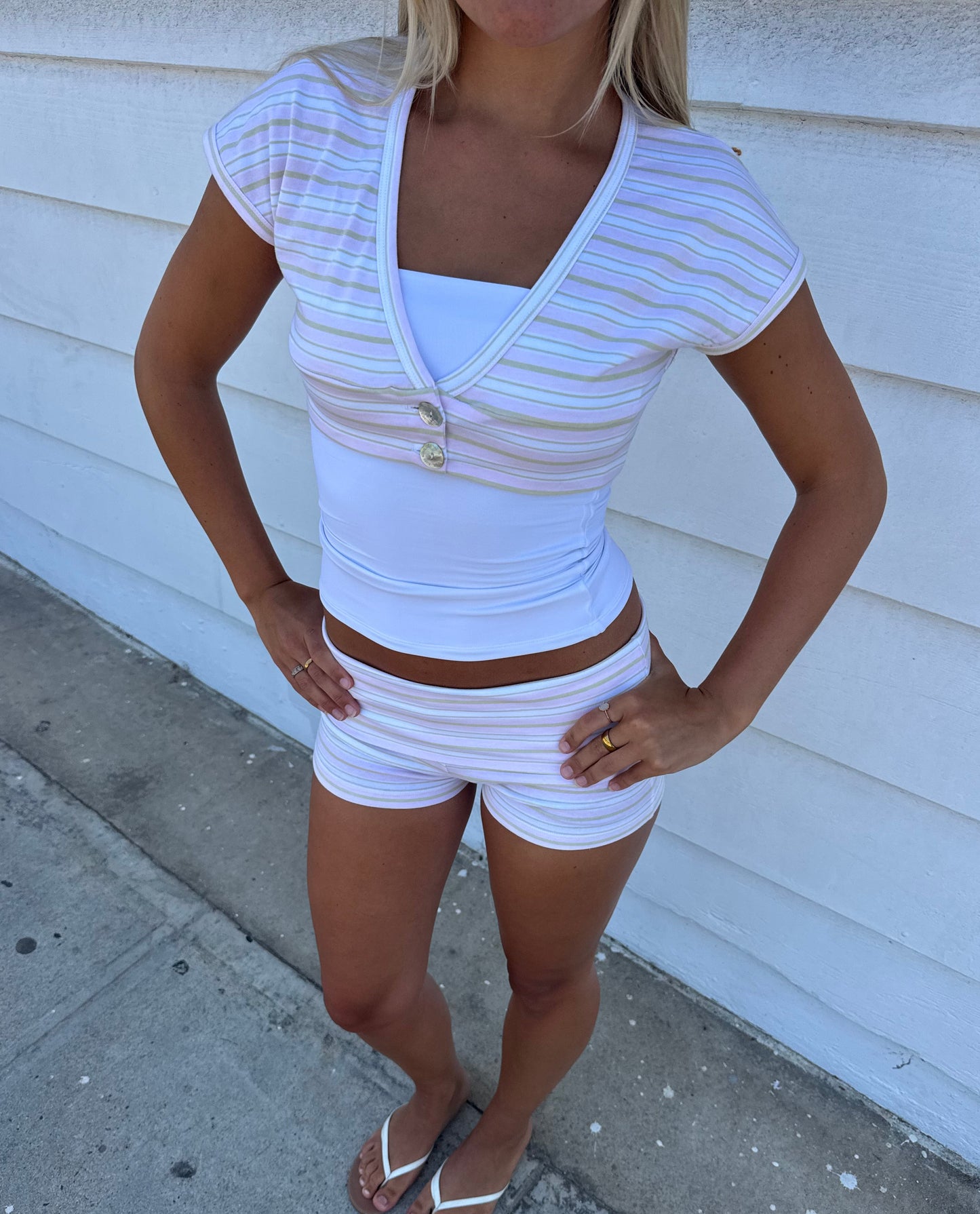 SHORT SLEEVE CARDIGAN- GUAVA